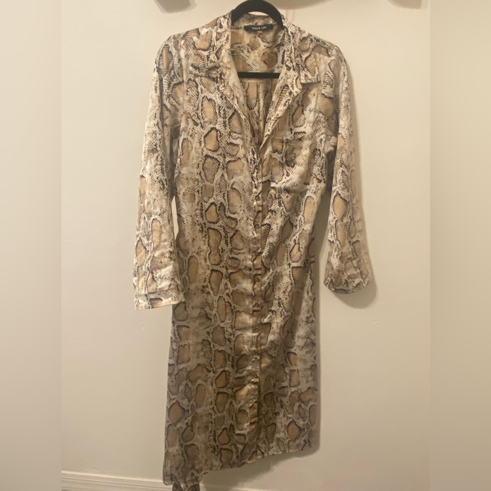 Snake Print Button Up Dress